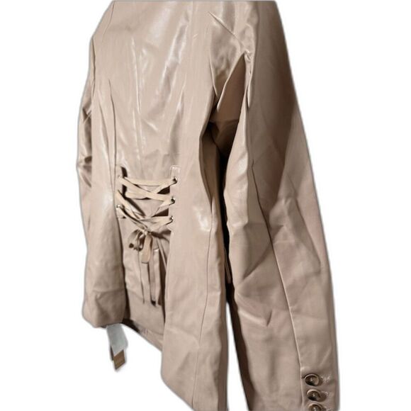 Vegan Leather Blazer with Corset Tie Back, Size Small (NWT) - Picture 4 of 8